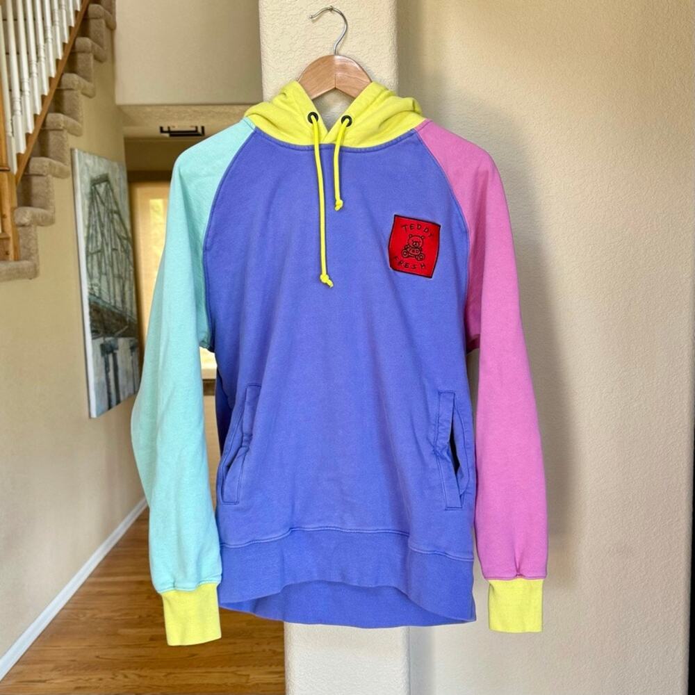 Teddy Fresh Men's Color Block Oversized Hoodie Sweatshirt Sz M